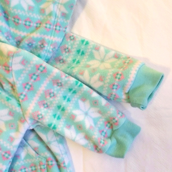 carter's pastel fair isle fleece hoodie jumpsuit 3 months baby girl - Picture 5 of 7